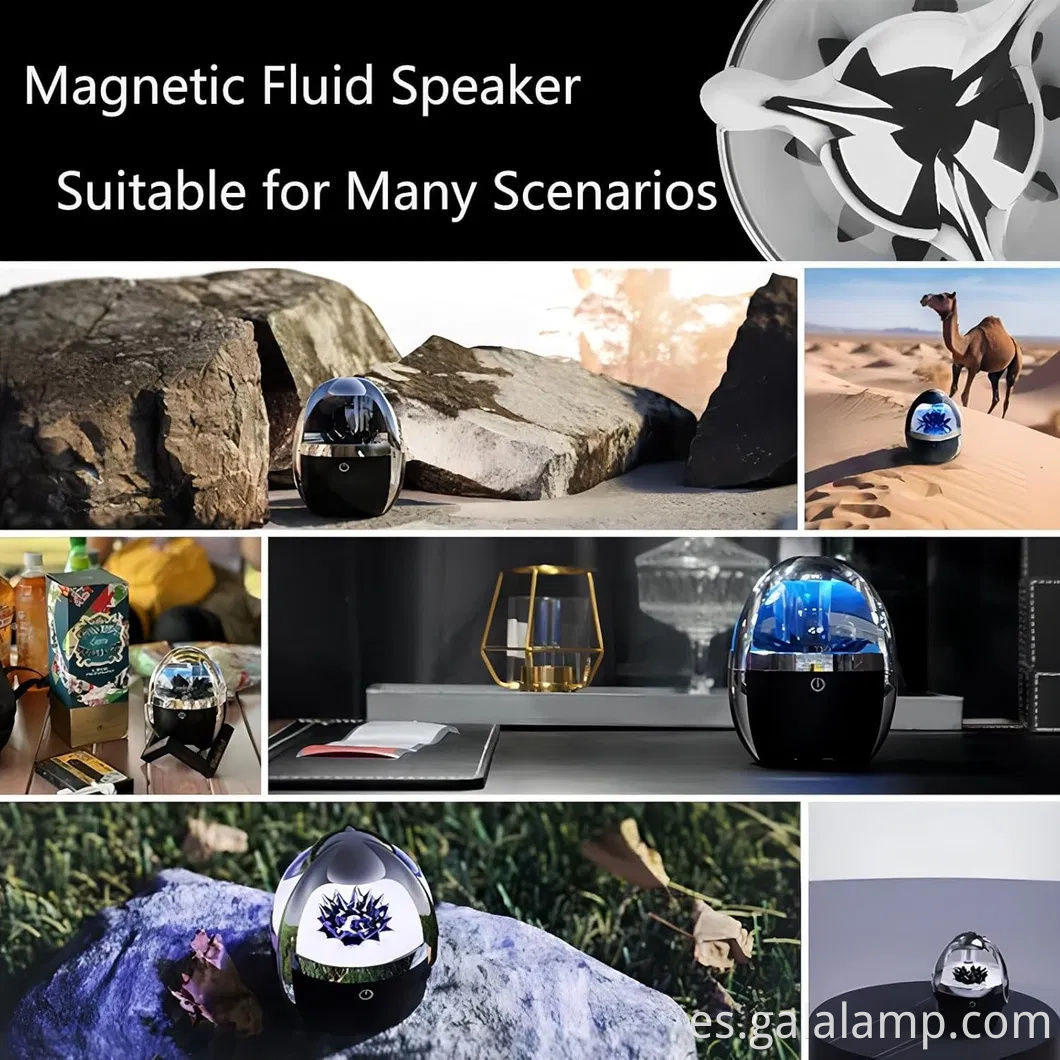 Altavoz dinámico de fluido magnético: iluminado por lámpara de fluido magnético